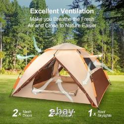 Spacious Family Dome Tent for 3 Easy Pop-Up Setup with Mesh Ventilation