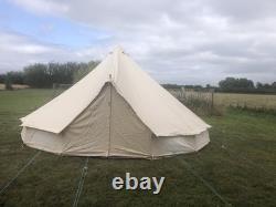StoveMate 6m Bell Tent 360gsm Fireproof Natural Canvas with matting and rug
