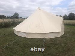 StoveMate 6m Bell Tent 360gsm Fireproof Natural Canvas with matting and rug
