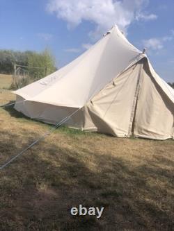 StoveMate 6m Bell Tent 360gsm Fireproof Natural Canvas with matting and rug