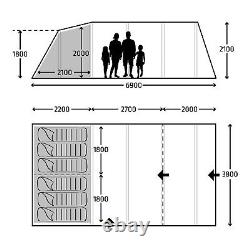 TENT Kampa Hayling 6 Air 6 Person Air Tent with Carpet and Footprint Free P&P