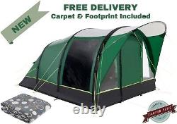 Tent Kampa Brean 4 AIR 4 Berth Tunnel Tent, Airbeam Free Carpet&Footprint