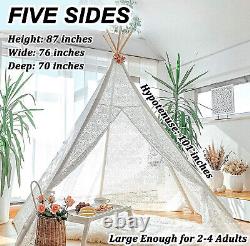 Tipi Luxury Lace Teepee Tent for Kids & Adults XX LARGE Indoor & Outdoor 2.2MT