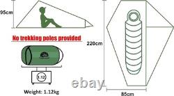 TrekkerNO Trekking Pole Tent 1 Person Waterproof Ultralight Camping Tent Green
