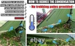 TrekkerNO Trekking Pole Tent 1 Person Waterproof Ultralight Camping Tent Green
