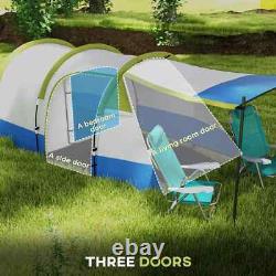 Tunnel Camping Tent 3-Person Water-Resistant Shell with Porch & Accessories Green