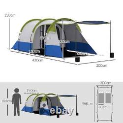 Tunnel Camping Tent 3-Person Water-Resistant Shell with Porch & Accessories Green