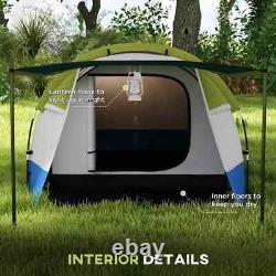 Tunnel Camping Tent 3-Person Water-Resistant Shell with Porch & Accessories Green