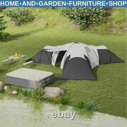 Tunnel Camping Tent 9 Person Triangular Water Resistant with Accessories Dark Grey