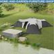 Tunnel Camping Tent 9 Person Triangular Water Resistant With Accessories Dark Grey
