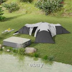 Tunnel Camping Tent 9 Person Triangular Water Resistant with Accessories Dark Grey