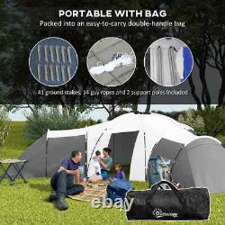 Tunnel Camping Tent 9 Person Triangular Water Resistant with Accessories Dark Grey