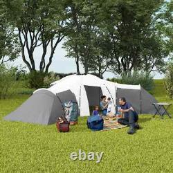 Tunnel Camping Tent 9 Person Triangular Water Resistant with Accessories Dark Grey