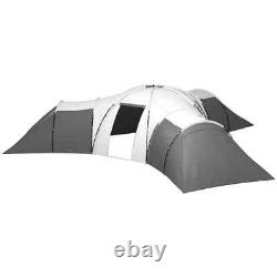 Tunnel Camping Tent 9 Person Triangular Water Resistant with Accessories Dark Grey