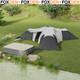 Tunnel Camping Tent 9 Person Triangular Water Resistant With Accessories Grey