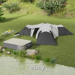 Tunnel Camping Tent 9 Person Triangular Water Resistant with Accessories Grey