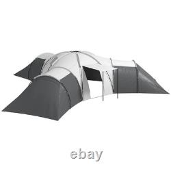 Tunnel Camping Tent 9 Person Triangular Water Resistant with Accessories Grey