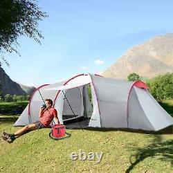 Tunnel Camping Tent Portable 6 Person Cabin Room Hiking Gear with Carry Bag Grey