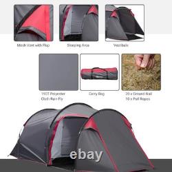 Tunnel Tent 3Man Rainfly Camping Hiking Shelter 2Room Bedroom Porch Living Area