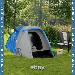 Two-Man Camping Dome Tent 2 Rooms & 2000mm Waterproof with Front Porch Blue Grey