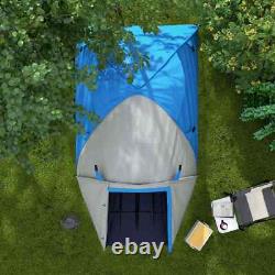 Two-Man Camping Dome Tent 2 Rooms & 2000mm Waterproof with Front Porch Blue Grey