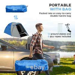 Two-Man Camping Dome Tent 2 Rooms & 2000mm Waterproof with Front Porch Blue Grey