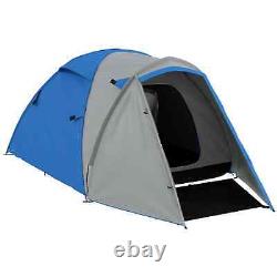 Two-Man Camping Dome Tent 2 Rooms & 2000mm Waterproof with Front Porch Blue Grey