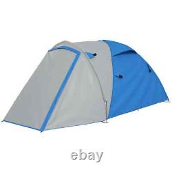 Two-Man Camping Dome Tent 2 Rooms & 2000mm Waterproof with Front Porch Blue Grey