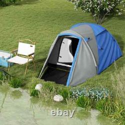 Two-Man Camping Dome Tent 2 Rooms & 2000mm Waterproof with Front Porch Blue Grey