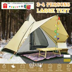 UK 4-persons Camping Waterproof Family Indian Style Pyramid Tipi UK