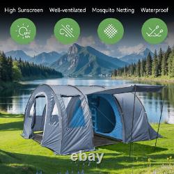 UK Large Family Tent 10-15 Person Tunnel Tents Camping Column Tent Waterproof