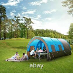 UK Large Family Tent 8-10 Person Tunnel Tents Camping Column Tent Waterproof