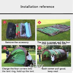 UK Large Family Tent 8-10 Person Tunnel Tents Camping Column Tent Waterproof