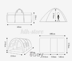 UK Large Family Tent 8-10 Person Tunnel Tents Camping Column Tent Waterproof