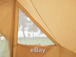 UK Shipped Cotton Canvas 5X4M Square Bell Tent Family Camping Tent with 2 Doors