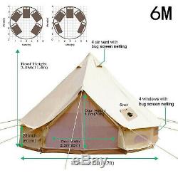 UK Shipped Large Space 6M Canvas Bell Yurt Tent Glamping Tent with stove jack