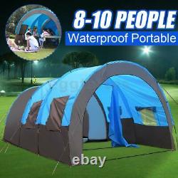 UP Large Family Tent 8-10 Persons Tunnel Tents Camping Hiking Colum
