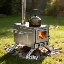 Upgraded Portable Wood Stove for Camping, Compact Tent Stove with Large Firebox