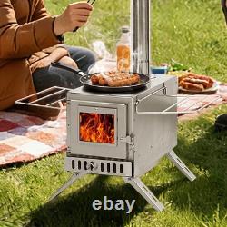 Upgraded Portable Wood Stove for Camping, Compact Tent Stove with Large Firebox