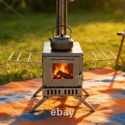Upgraded Portable Wood Stove for Camping, Compact Tent Stove with Large Firebox