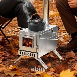 Upgraded Portable Wood Stove for Camping, Compact Tent Stove with Large Firebox