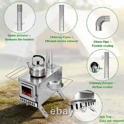 Upgraded Portable Wood Stove for Camping, Compact Tent Stove with Large Firebox