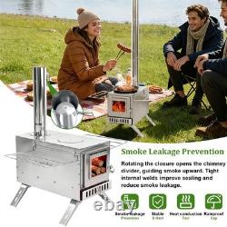 Upgraded Portable Wood Stove for Camping, Compact Tent Stove with Large Firebox