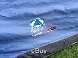Used just once so excellent sunncamp aero 600 6 man large berth poled dome tent