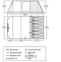 VANGO IRIS 600 XL 6 six person orange extra large family tent sewn in