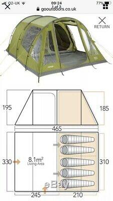 VANGO Icarus Deluxe 500 5 Berth Family Tent With Carpet, Footprint and Air beds