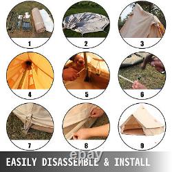 VEVOR 3m Bell Tent Canvas Teepee/Tipi Waterproof Outdoor Glamping With Stove Hole