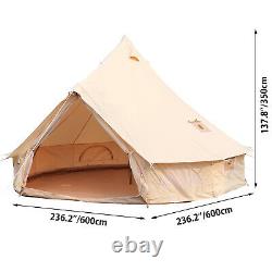 VEVOR 6m Bell Tent Canvas Teepee/Tipi Waterproof Outdoor Glamping With Stove Hole