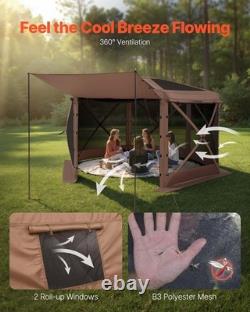 VEVOR Gazebo Screen Tent 3.6x3.6m Large 6-Sided Camping Canopy House Sun Shelter