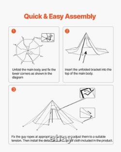 VEVOR Tipi Hot Tent with Stove Jack Waterproof Portable for 4 Persons Camping